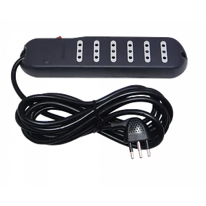 Zapatilla Bticino 3mt 6-enchufes Alargador Negro 10A Switch-piloto