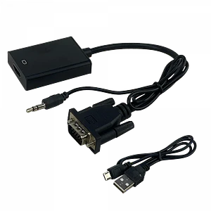 Convertidor VGA Macho + Audio 3.5mm a HDMI Hembra, Video + Audio