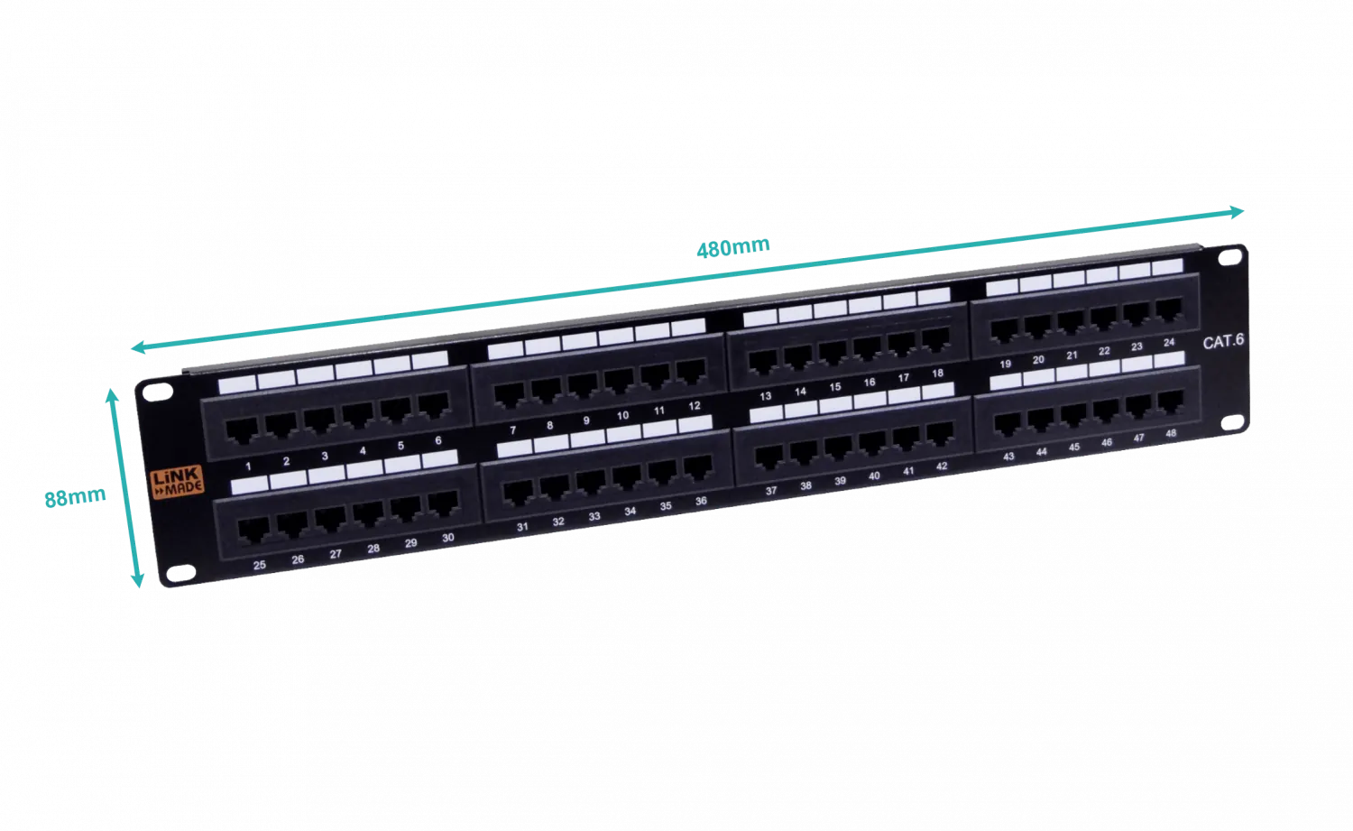 Patch Panel UTP 48-RJ45 Cat6 2U Certific UL 1