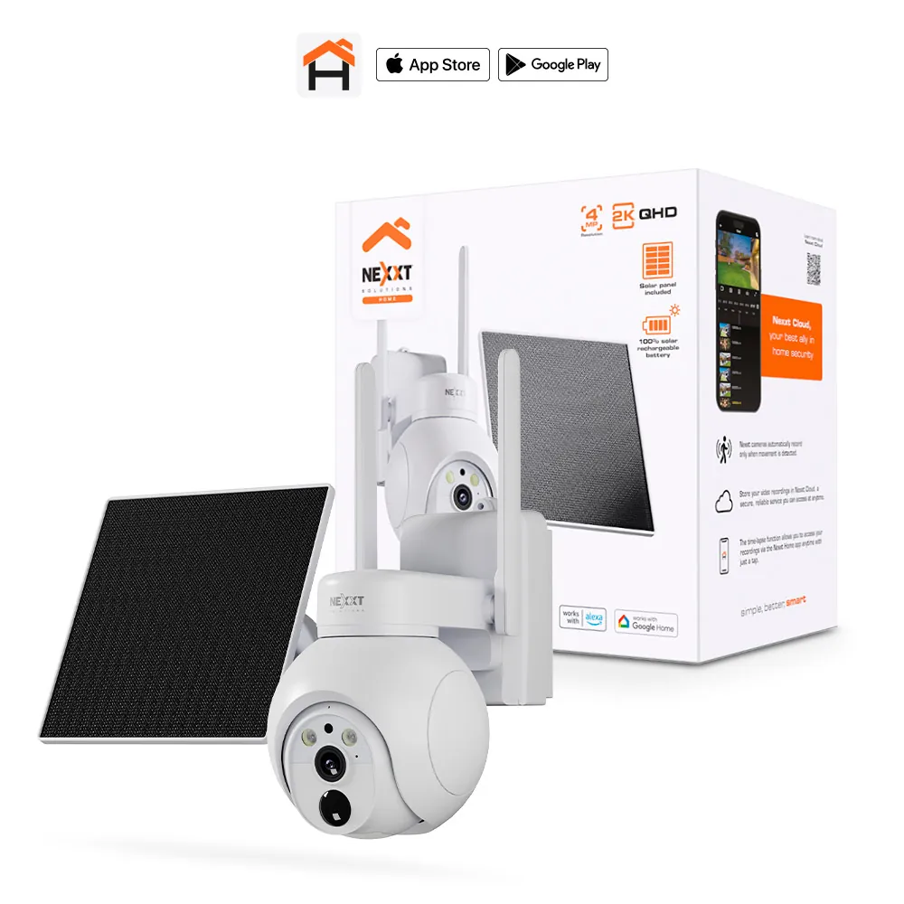 Cámara con panel solar 4G PTZ 2K Outdoor Nexxt Home NHC-OP40S  1