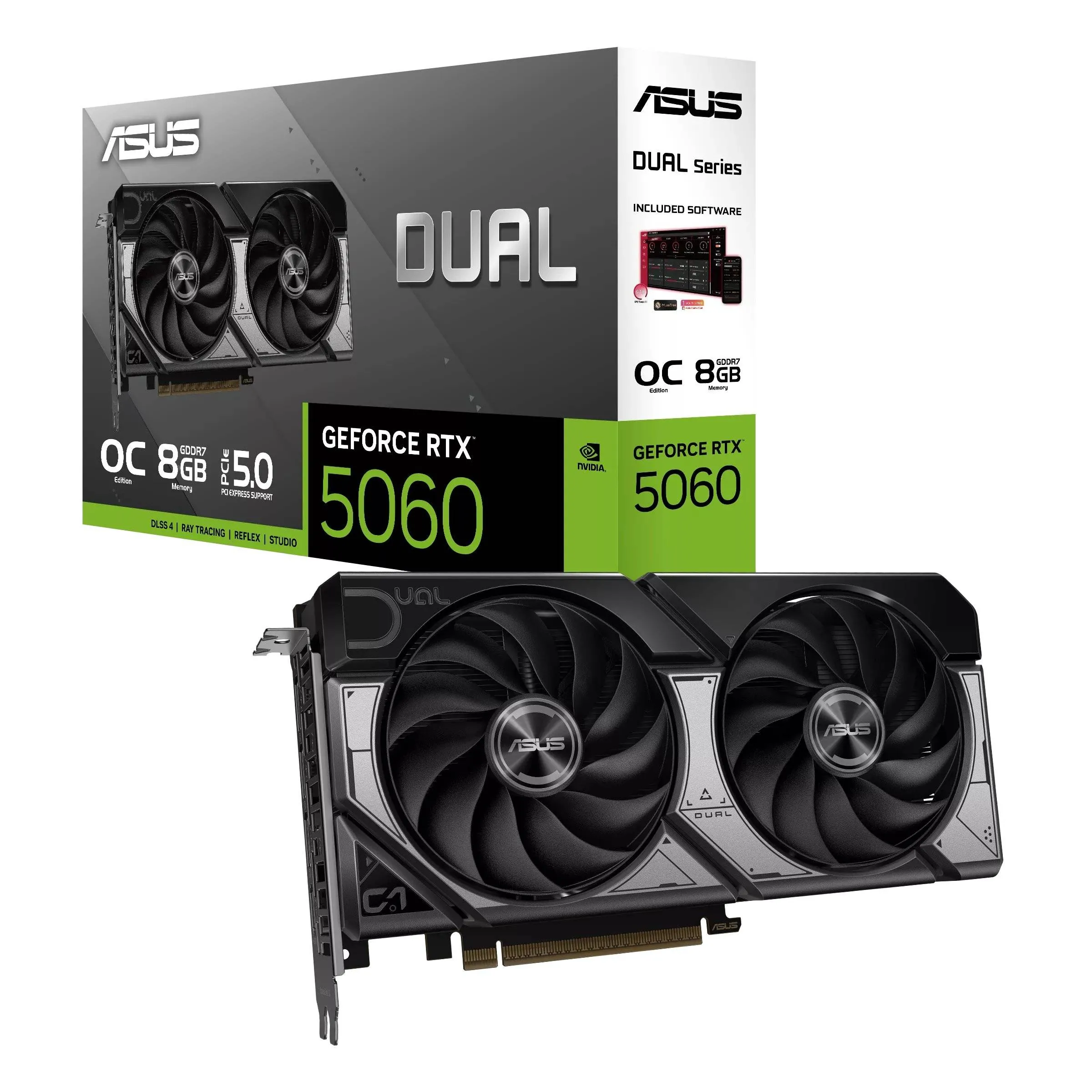Tarjeta de Video ASUS Dual GeForce RTX 5060 OC, 8GB GDDR7, 128 bits, 1x HDMI, 3x DisplayPort 1