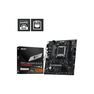 Placa Madre MSI PRO A620AM-B EVO, Socket AM5, 2x DDR5, 1x M.2, 2.5GbE, m-ATX