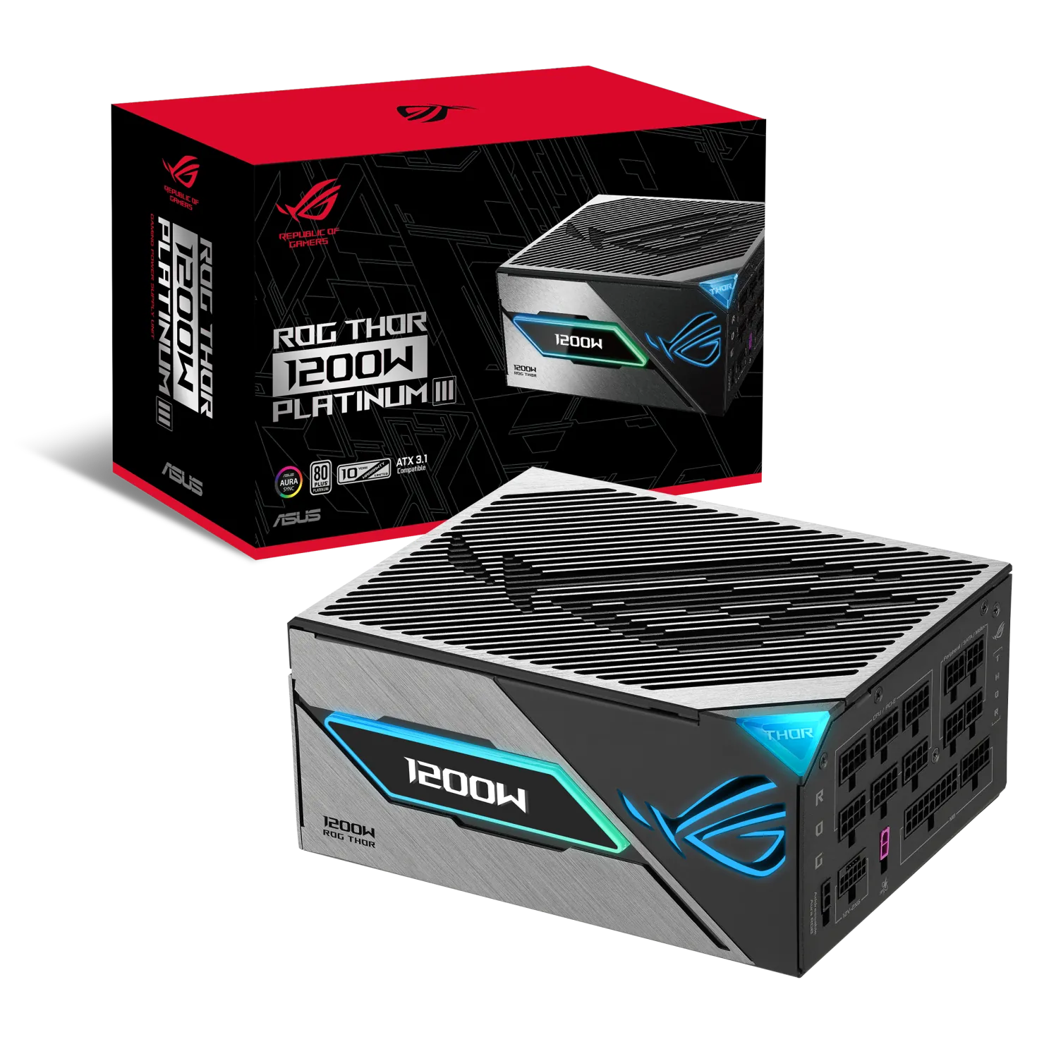 Fuente de Poder ASUS ROG Thor 1200W Platinum III, Pantalla OLED, Full Modular, ATX 3.1, Aura Sync 1