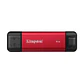 Unidad SSD Portátil Kingston Dual Portable, 1TB, Conexión USB-A/USB-C, Rojo  - Miniatura 1