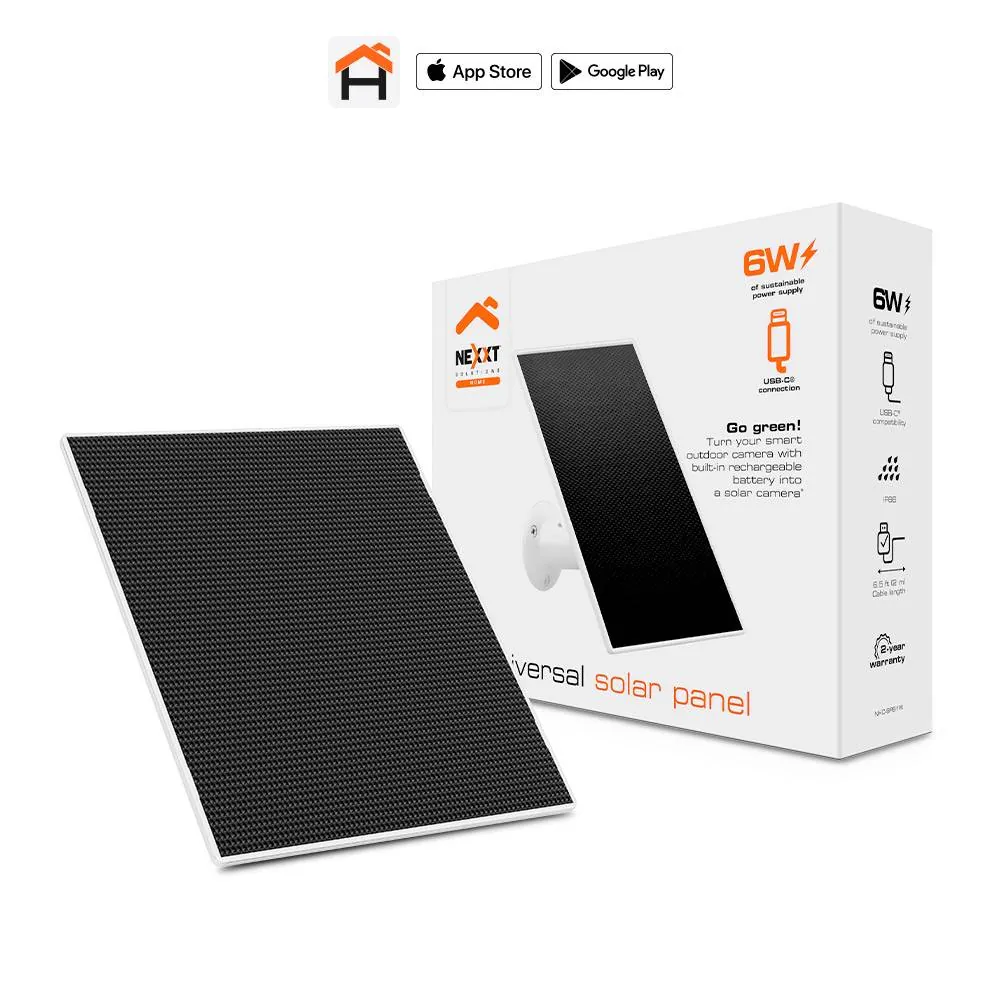 Panel Solar Nexxt NHC-SP61W 6W USB-C IP66 Exterior Cámaras Seguridad Energía Continua 1