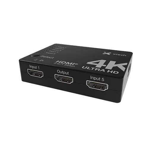 Switch HDMI de 5 Puertos Xtech, 4K 30Hz, HDMI 1.4, HDCP 1.0/1.1, Incl. Control Remoto, Negro 1