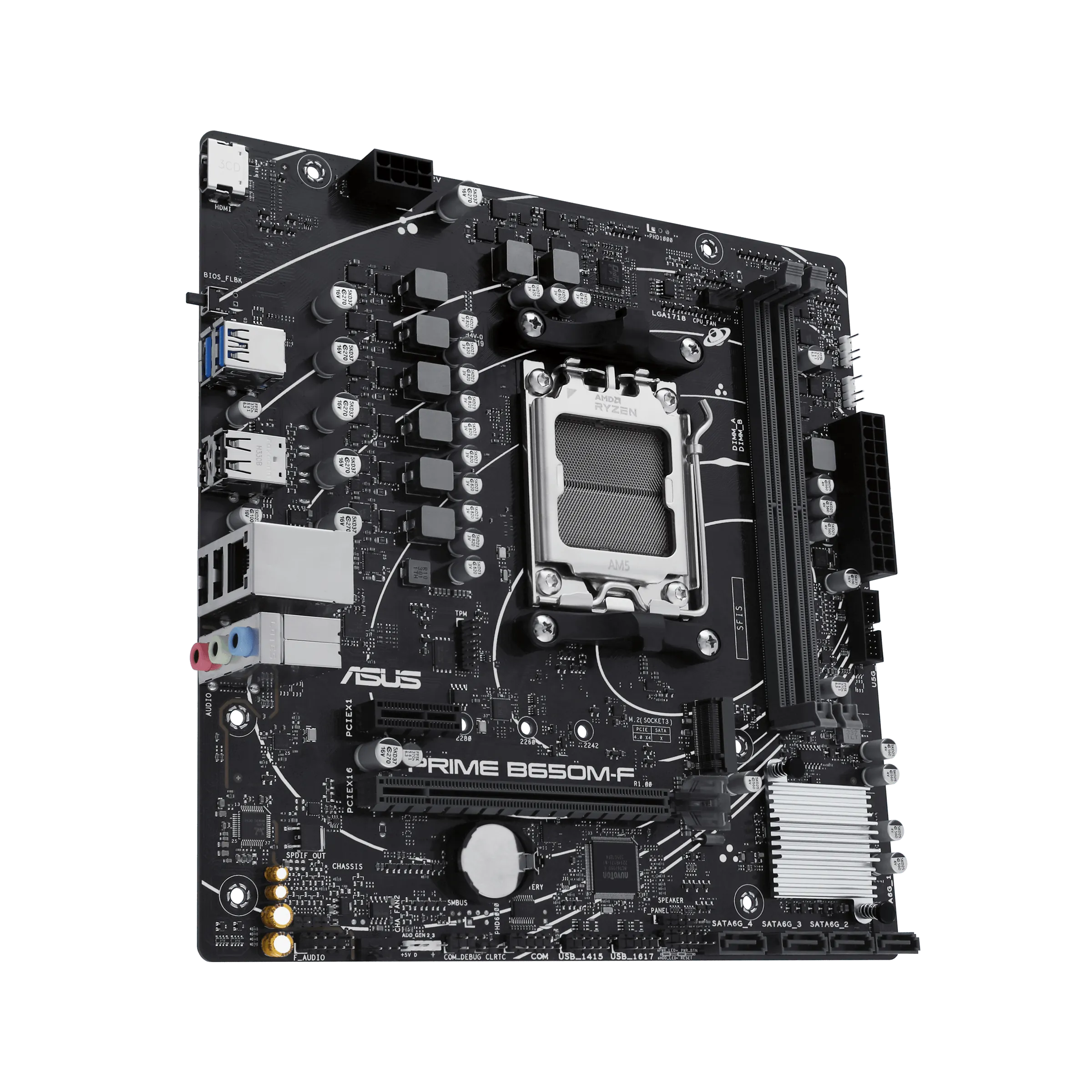 Placa Madre ASUS PRIME B650M-F, Socket AM5, 4x DDR5, 1x M.2, Gigabit Ethernet, m-ATX 1