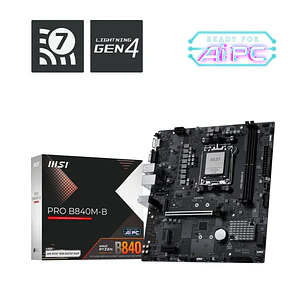 Placa Madre MSI PRO B840M-B Socket AMD AM5, 2xDDR5 2xM.2 PCIe 4.0, 4xSATA, HDMI, Micro-ATX