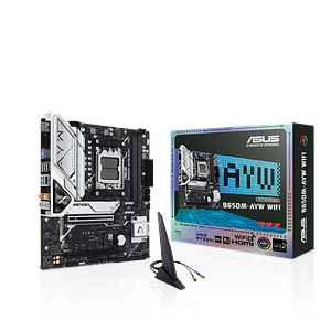 Placa Madre ASUS B650M-AYW WiFi, Socket AM5, 2x DDR5, 2x NVMe, Wi-Fi 6, 2.5 GbE, Micro-ATX