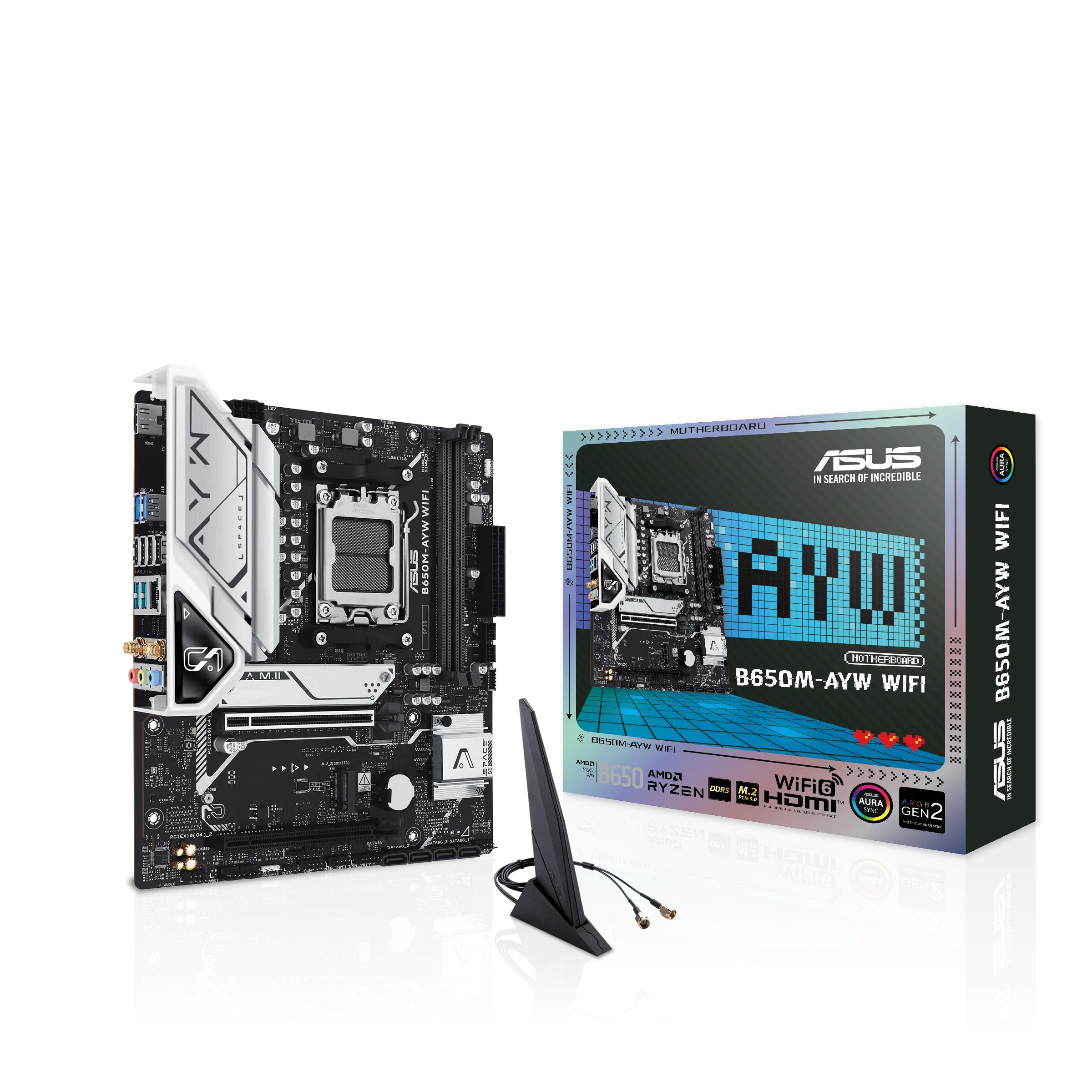 Placa Madre ASUS B650M-AYW WiFi, Socket AM5, 2x DDR5, 2x NVMe, Wi-Fi 6, 2.5 GbE, Micro-ATX 1