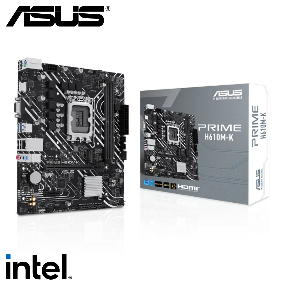 Placa Madre ASUS PRIME H610M-K, Socket LGA 1700,  2x DDR5, VGA, HDMI, M.2, 4xSATA, Micro-ATX 1