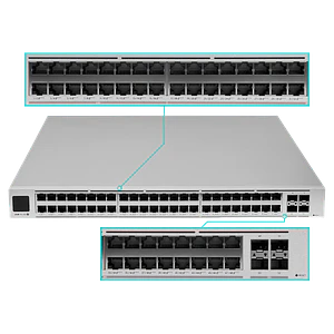 Switch Rack Ubiquiti USW-PRO-XG-48-POE 48 puertos 10GbE + 4x25G SFP28 PoE+++ 1080W potencia maxima