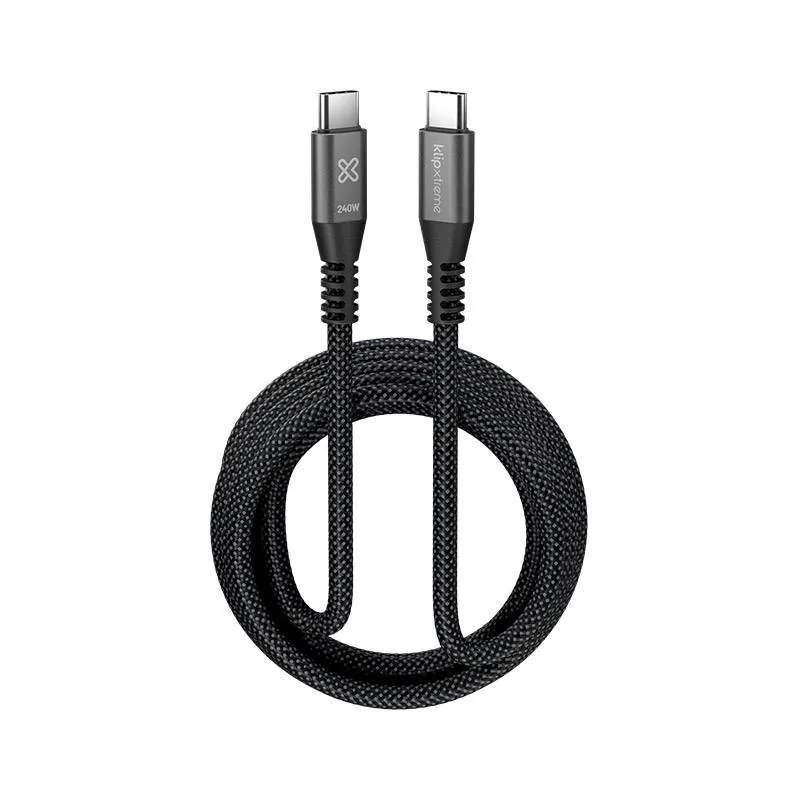 Cable USB-C Klip Xtreme KAC-750 3m negro – carga rápida 240W PD 3.1 trenzado y resistente 1