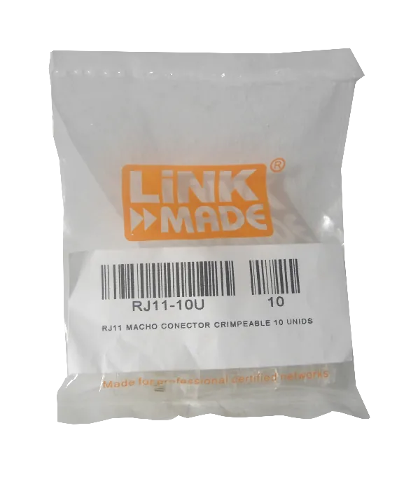Conector RJ11 LINKMADE 6P4C Macho Crimpeable – Paquete de 10 Unidades 1