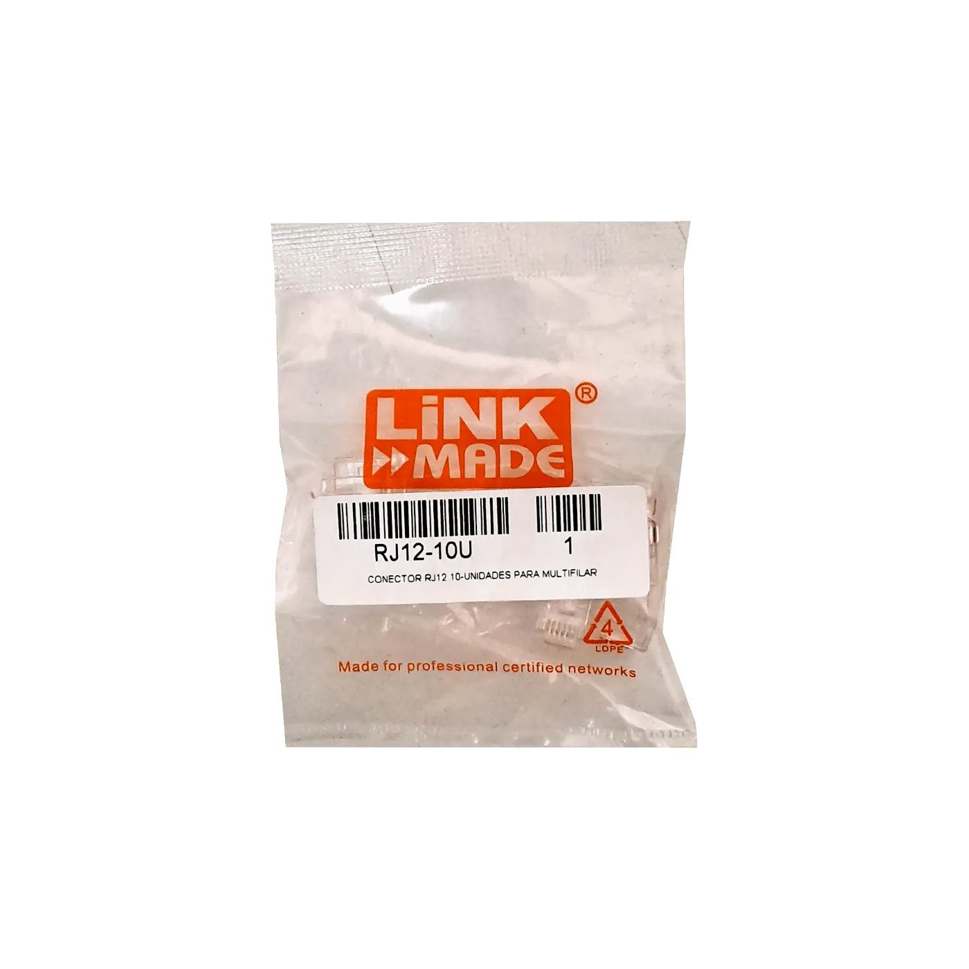 Conector RJ12 6P6C Macho LINKMADE, 10 Unidades, Crimpeable RJ25 1