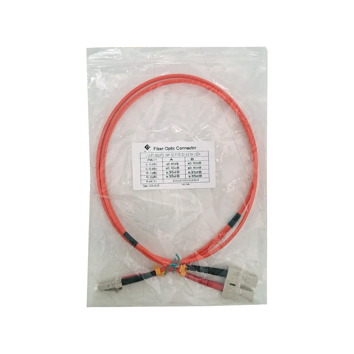 1mt LC-SC OM1 MultiModo MM Duplex Jumper Fibra 3mm 62.5/125um 1