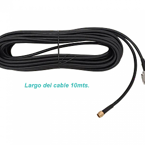 Cable Coaxial 10m, RPSMA-Macho a N-Macho, LMR195, Negro