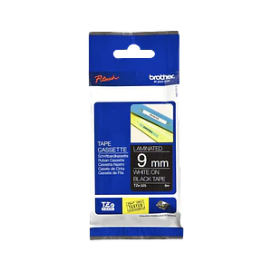 Cinta Laminada Brother TZE-325, Texto Blanco sobre Fondo Negro, Ancho 9mm, Longitud 8m