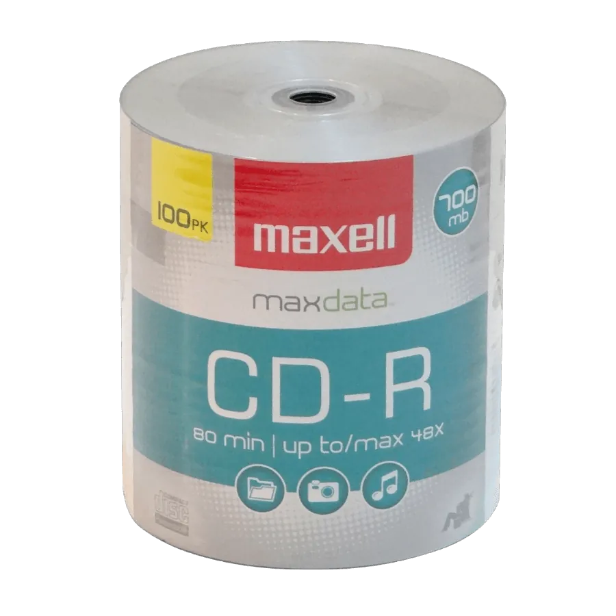 Torta CD-R 100-unids MAXELL 700mb 1x-48x 80min 1