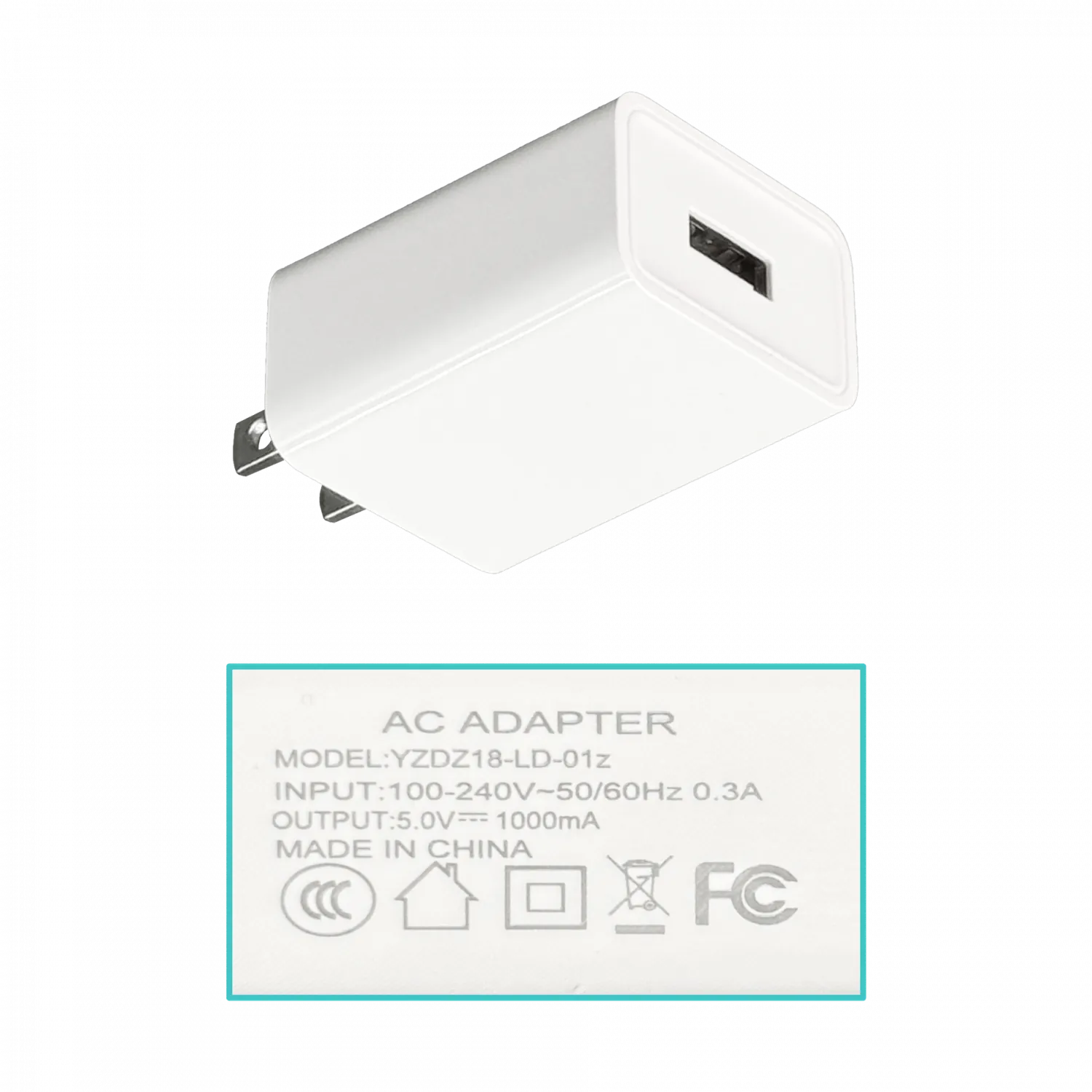 5V 1A 1000mA 5W USB-AH Cargador-americano 100-240V 1