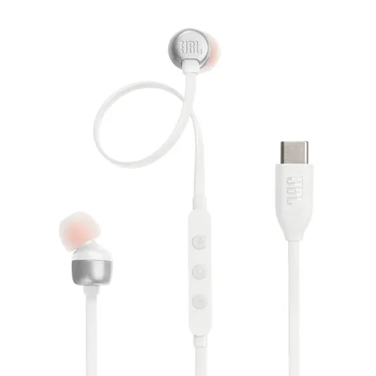 Audifono intraaural JBL Tune 310C USB, sonido JBL Pure Bass, USB-C, 3 botones, micrófono, Blanco  1