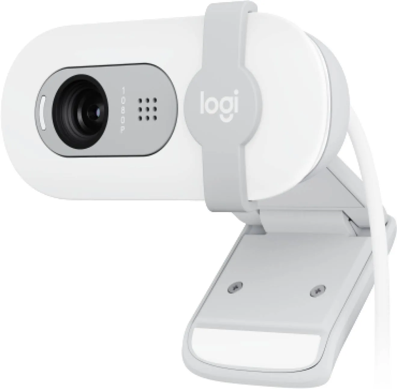 Cámara web Logitech Brio 100 Full HD, tapa de privacidad y micrófono integrado, Blanco Crudo  1
