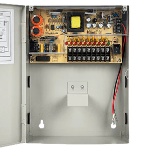 Fuente CCTV 12V 3A 9 Salidas con Gabinete Metálico y Llave