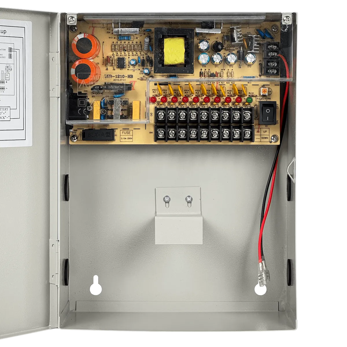 Fuente CCTV 12V 3A 9 Salidas con Gabinete Metálico y Llave 1