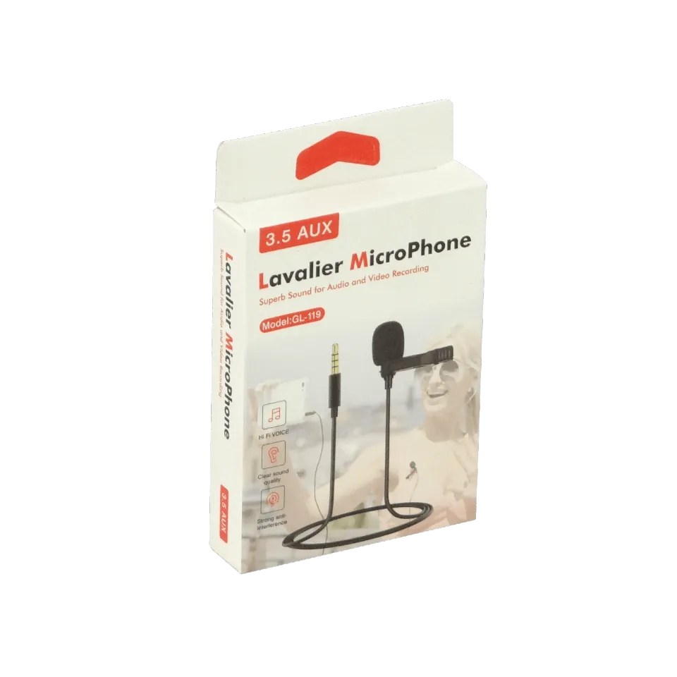 Microfono c/Pinza p/Camisa Polera Ropa 3,5mm-Macho Cable Pasivo GL-119 1