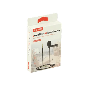 Microfono c/Pinza p/Camisa Polera Ropa 3,5mm-Macho Cable Pasivo GL-119