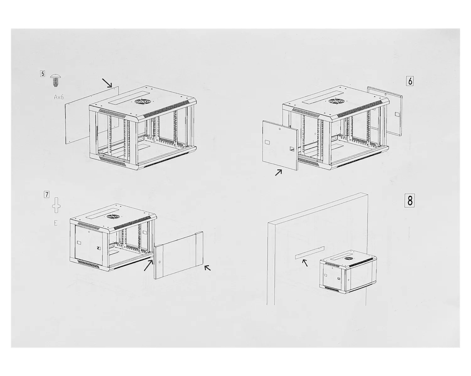 Gabinete Rack Mural LINKMADE RK06-4LD 6U 45cm Fondo - Desarmado 1
