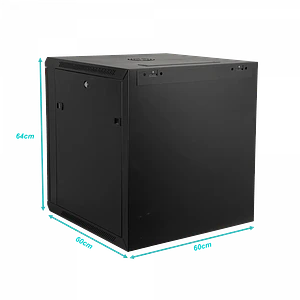 Gabinete Rack de Pared LINKMADE 12U, Fondo 60cm, Negro, Incluye M6-2U
