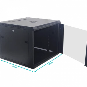 Gabinete Rack de Pared LINKMADE 9U, Fondo 60cm, Negro, Incluye M6-2U