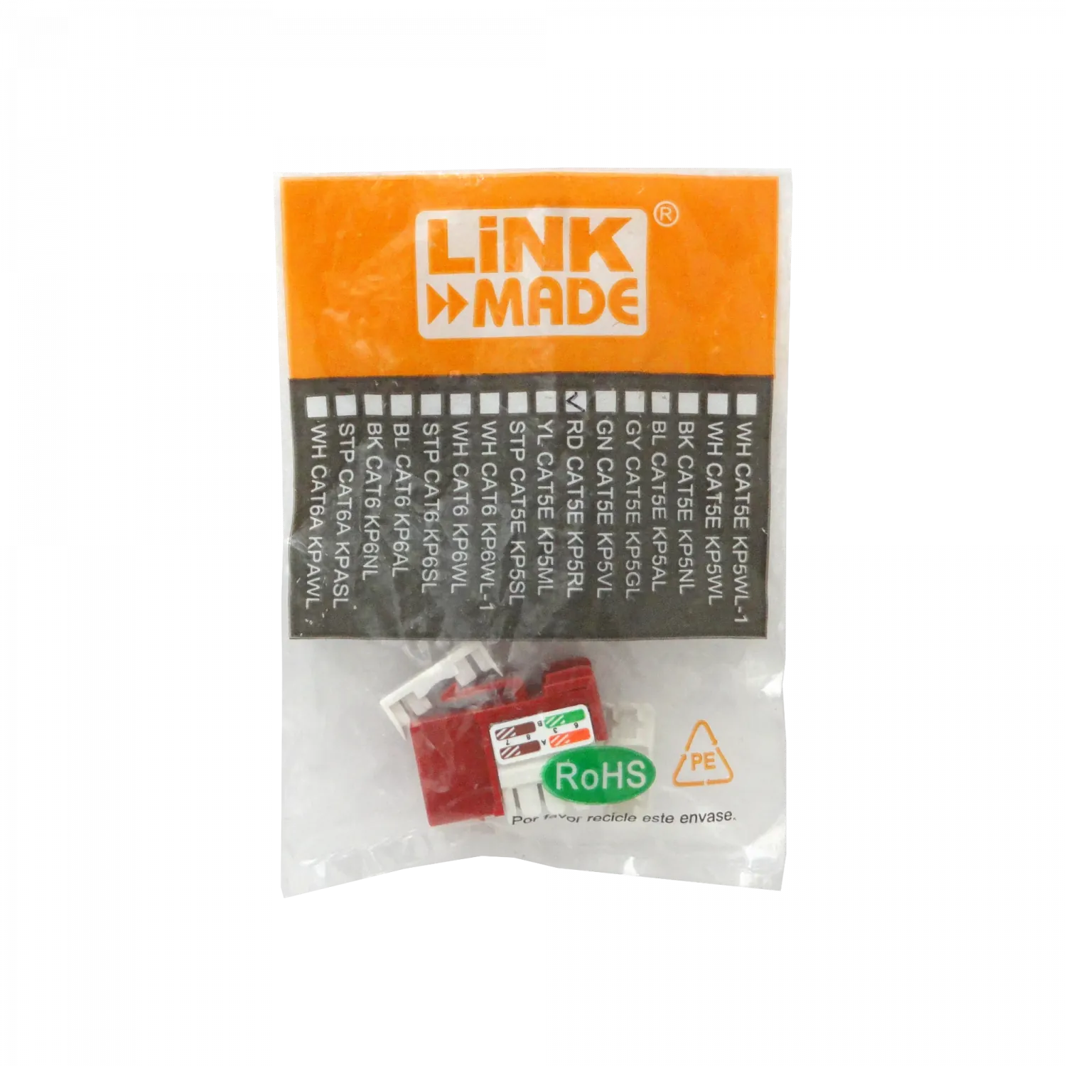 LINKMADE Rojo Cat5E U/UTP Punchable Keystone Conector Hembra RJ45 1
