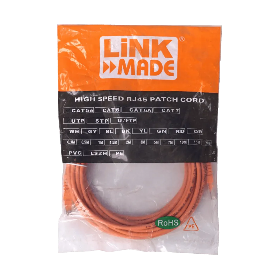 Cable Patch Cruzado LINKMADE Cat5e 7mt Naranjo U/UTP CrossOver 568A/568B 1