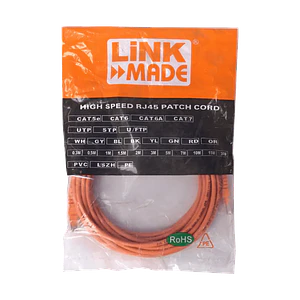 Cable Patch Cruzado LINKMADE Cat5e 7mt Naranjo U/UTP CrossOver 568A/568B