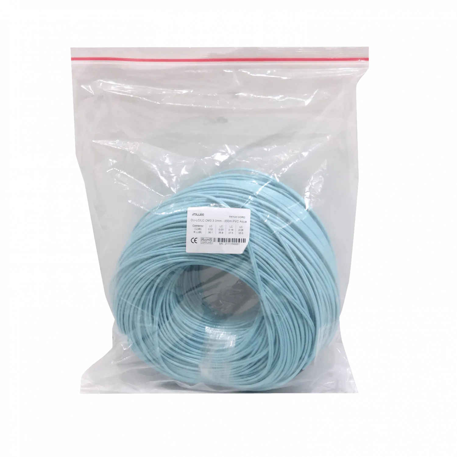 200mt LC-LC OM3 MultiModo MM Duplex Jumper Fibra 3.0mm 50/125um LSZH 1