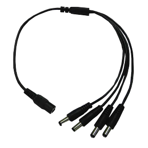 Cable 5,5x2,1mm Larg11mm 1-DC-H a 4-DC-M Divisor 16cm+16cm Negro