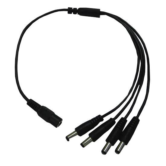 Cable 5,5x2,1mm Larg11mm 1-DC-H a 4-DC-M Divisor 16cm+16cm Negro 1