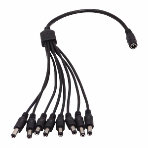 Splitter 1-DC-H a 8-DC-M, Adaptador 5.5x2.1mm, Cable 9+10cm