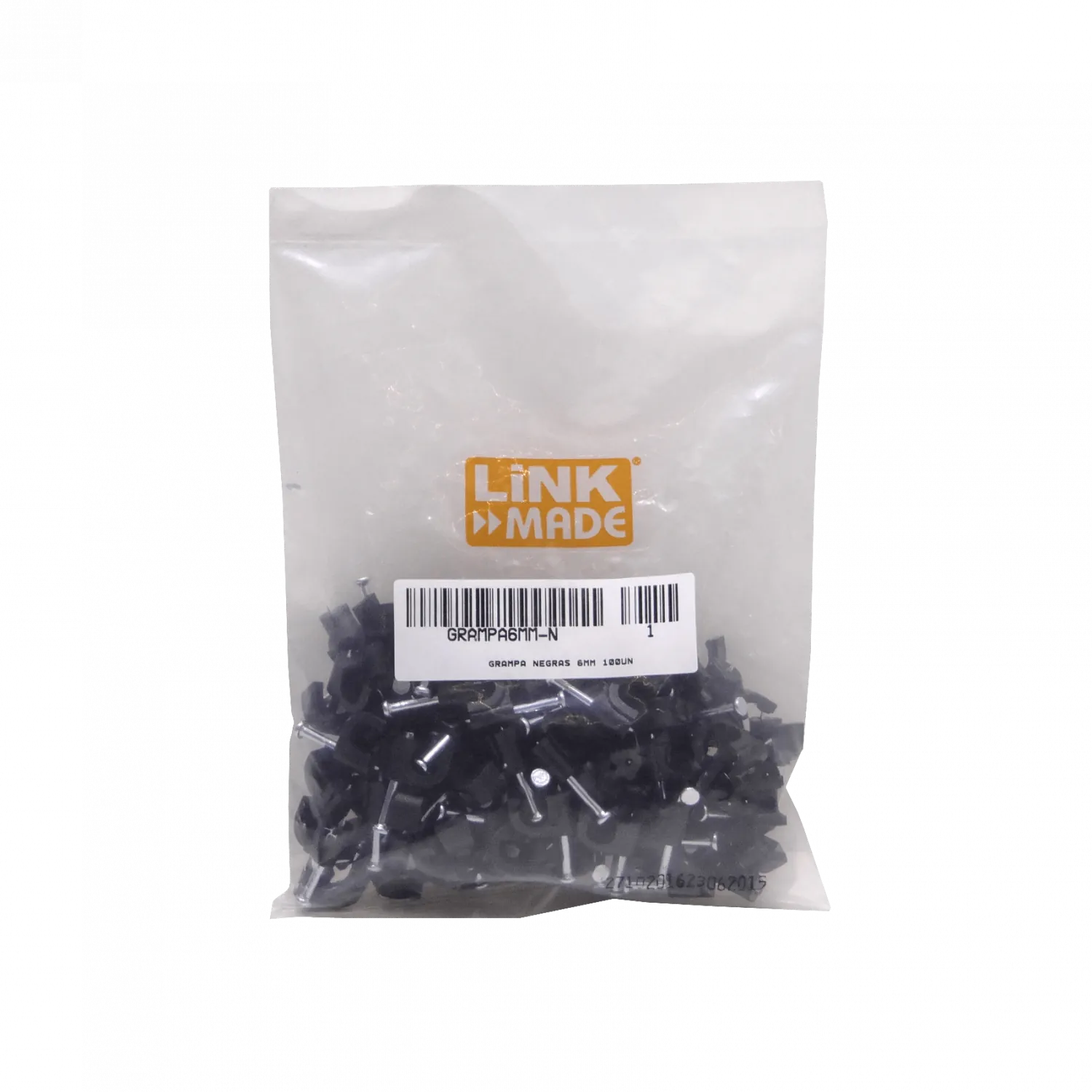 Grampas LINKMADE 6mm Redondas Negras con Clavo para Concreto - Pack de 100 1