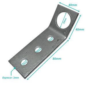 Base Anclaje Vientos LINKMADE MAST-FA Angular Zincado 80x40x3mm con Ojetillo