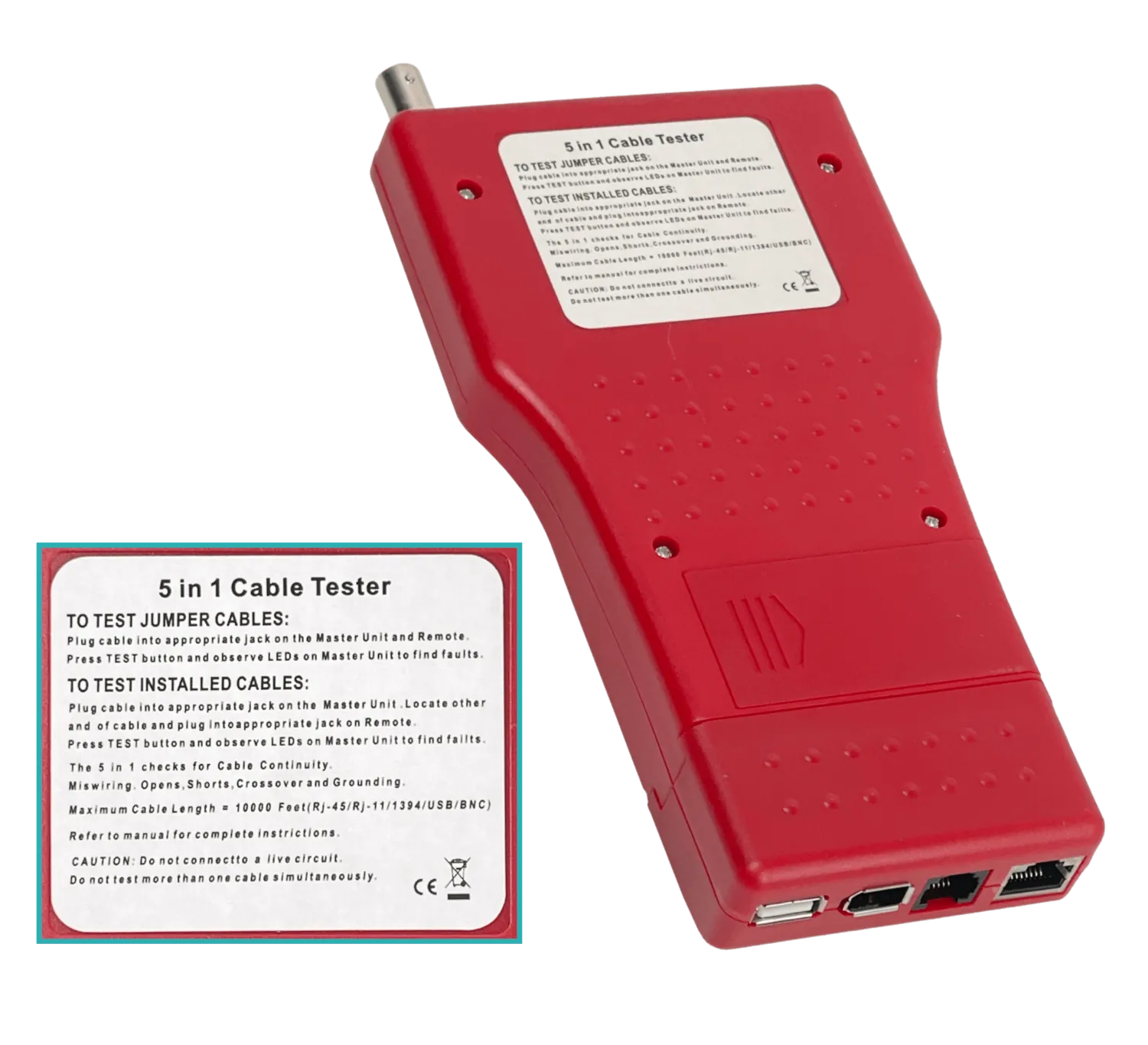Tester 1-USB 1-1394 1-BNC 1-RJ45 1-RJ11 REQ/BAT-9V 1
