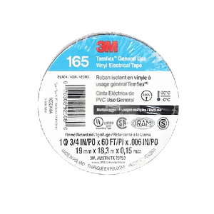 Cinta Huincha Aisladora 3M165 Negra, 18 Metros, PVC 19mm 0,15mm 600V 0-90ºC