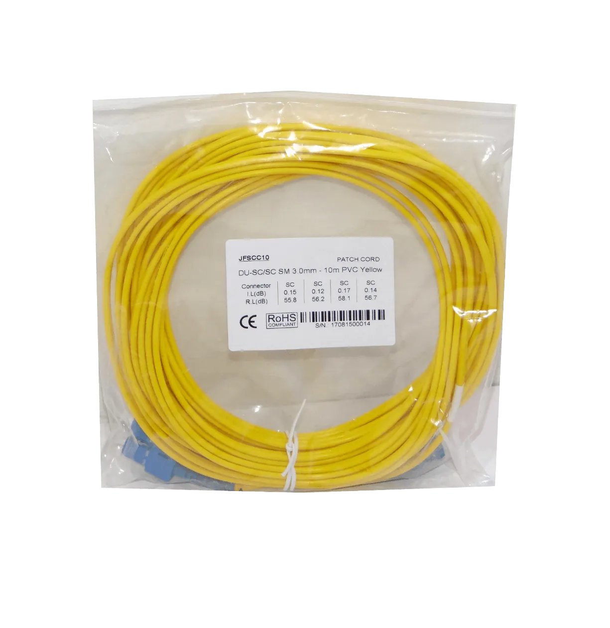 10mt SC-SC/UPC MonoModo SM Duplex Jumper Cable Fibra 9/125um 3mm 1