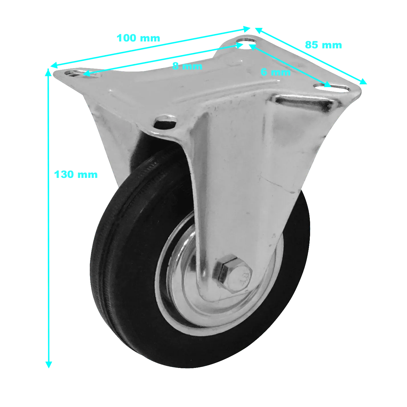 Rueda 4-pulgadas Fija Negra Soporta-80Kg 85x100x130mm 1