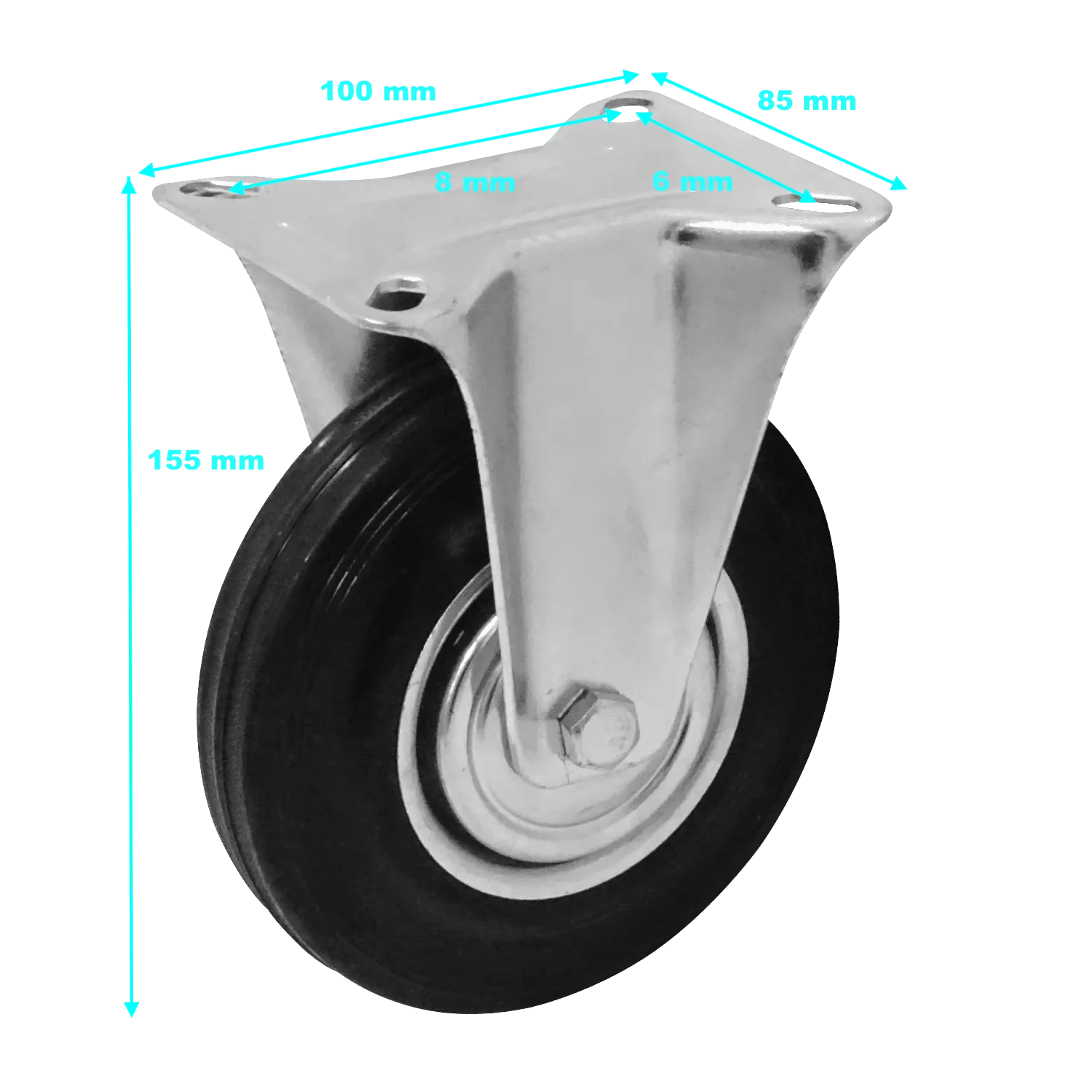 Rueda 5-pulgadas Fija Negra Soporta-125Kg 85x100x155mm 1