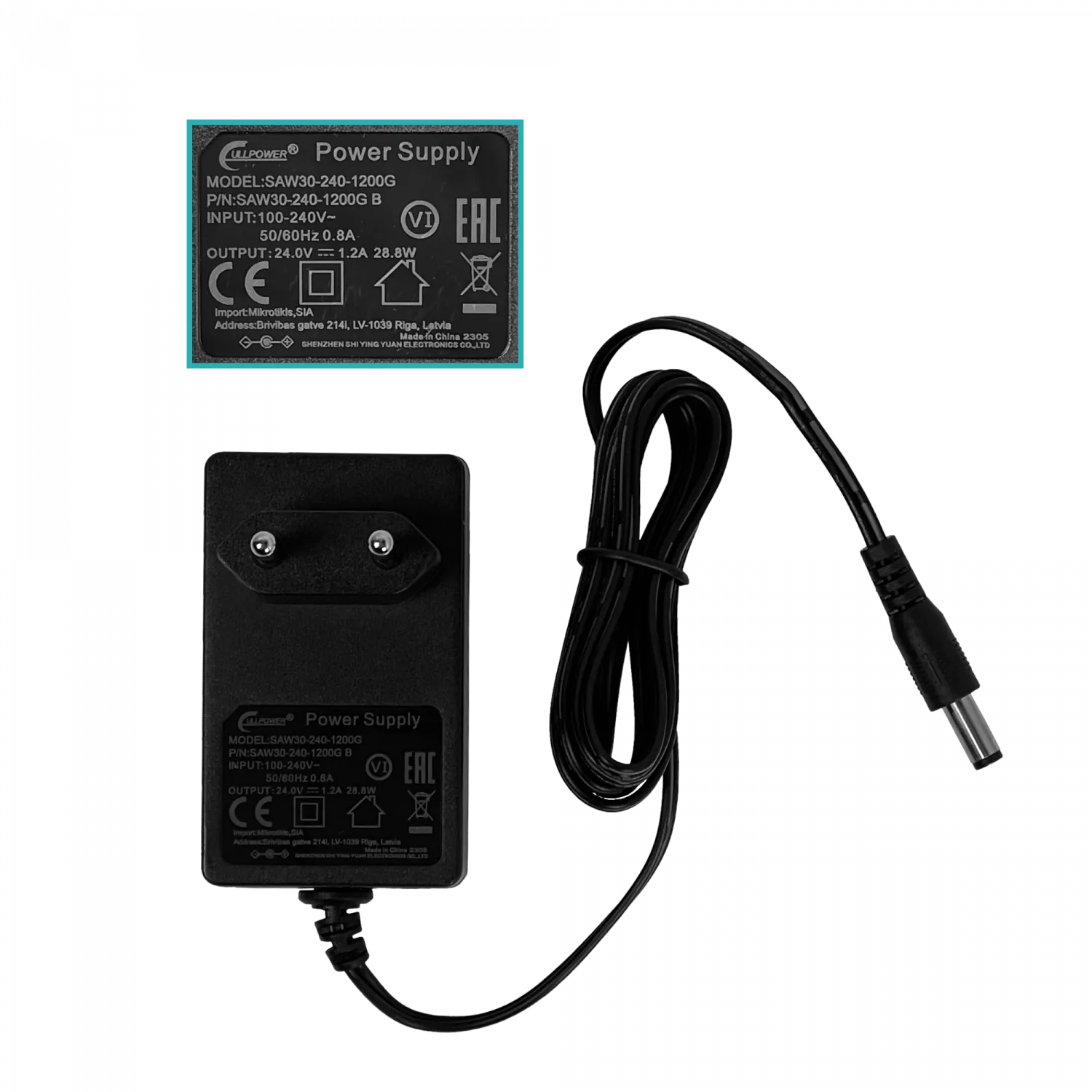 Fuente de Poder MikroTik F24-W29 - 24VDC 1.2A 29W con Conector 5.5x2.1mm 1