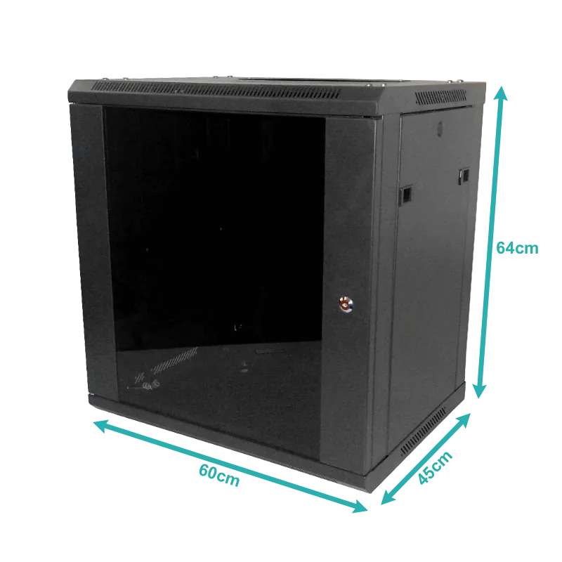 Gabinete Pared LINKMADE RK12-4L 12U Fondo 45cm Negro Incluye M6-4KIT y 2U 1