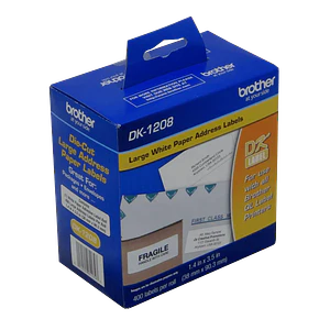 Etiquetas de Dirección Brother DK1208, 38 x 90,3 mm, 400 Etiquetas, Blanco